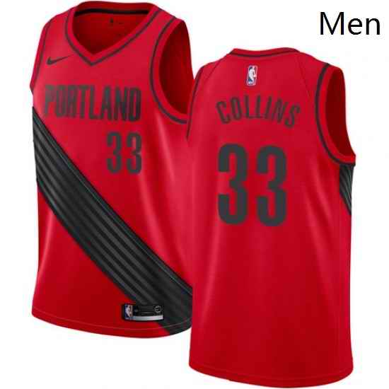 Mens Nike Portland Trail Blazers 33 Zach Collins Authentic Red Alternate NBA Jersey Statement Edition